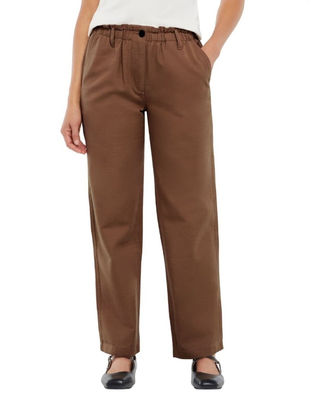 GAP Relaxed Wide-Leg Easy Twill Pant in Brown